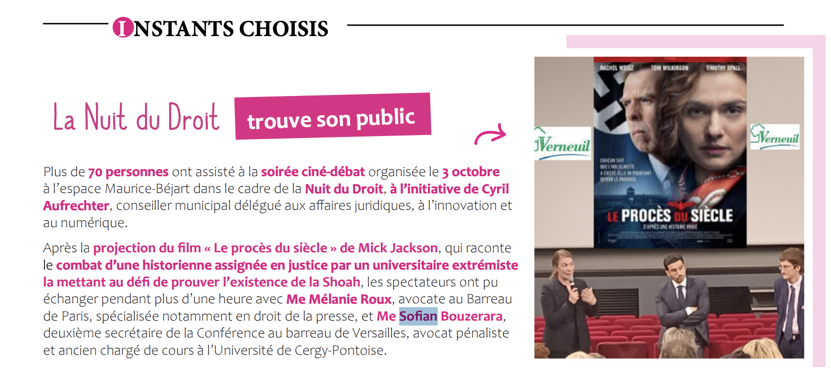 Le Journal de Verneuil - rencontre avec le public à la Nuit du Droit